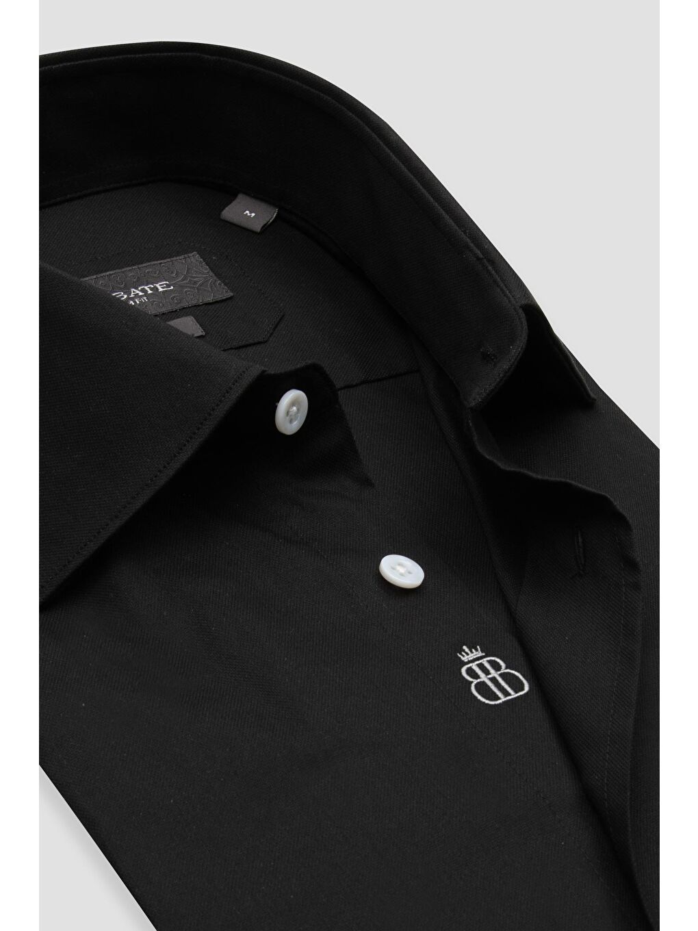 Sartoria Poplin Stretch Pamuk Karışımlı Slim Fit Siyah İtalyan Yaka Erkek Düz Gömlek-5