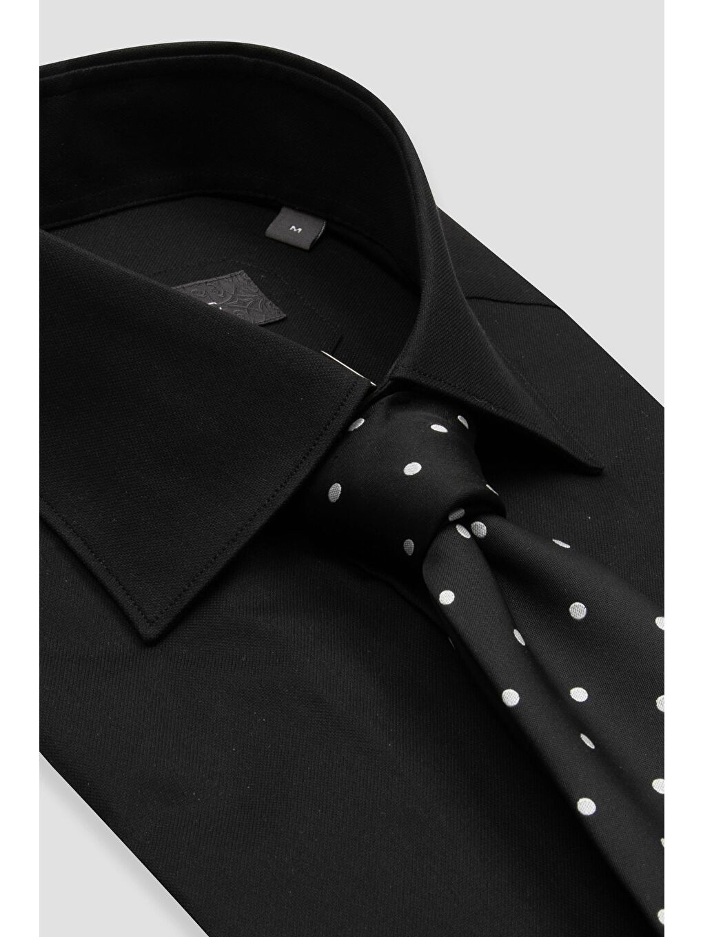 Sartoria Poplin Stretch Pamuk Karışımlı Slim Fit Siyah İtalyan Yaka Erkek Düz Gömlek-6