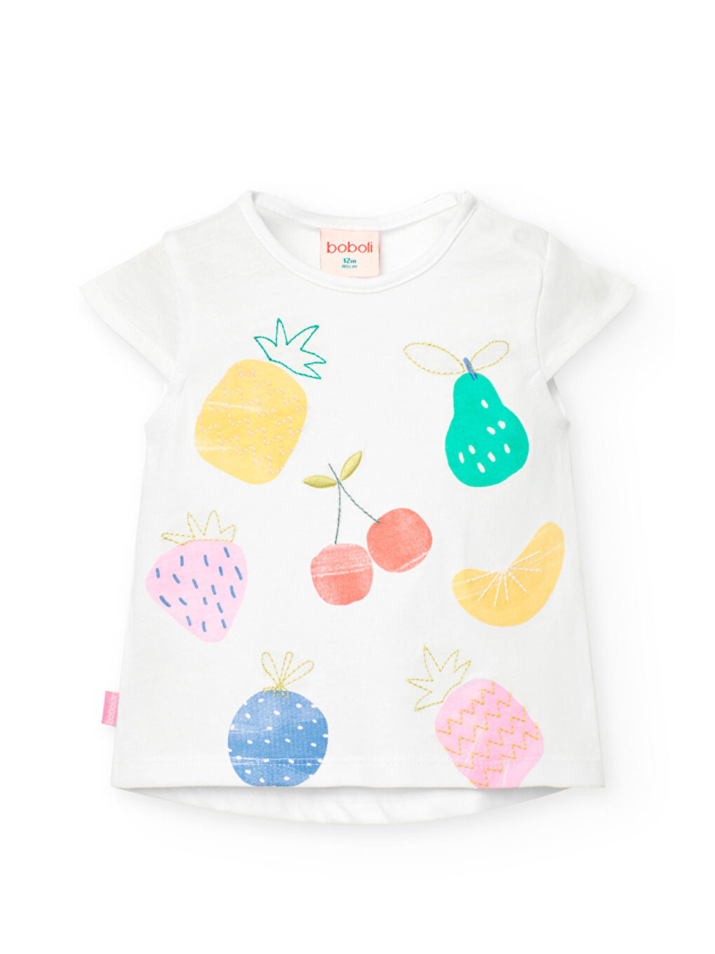 Karışık Meyveler Baskılı Kız Çocuk Tişört-1