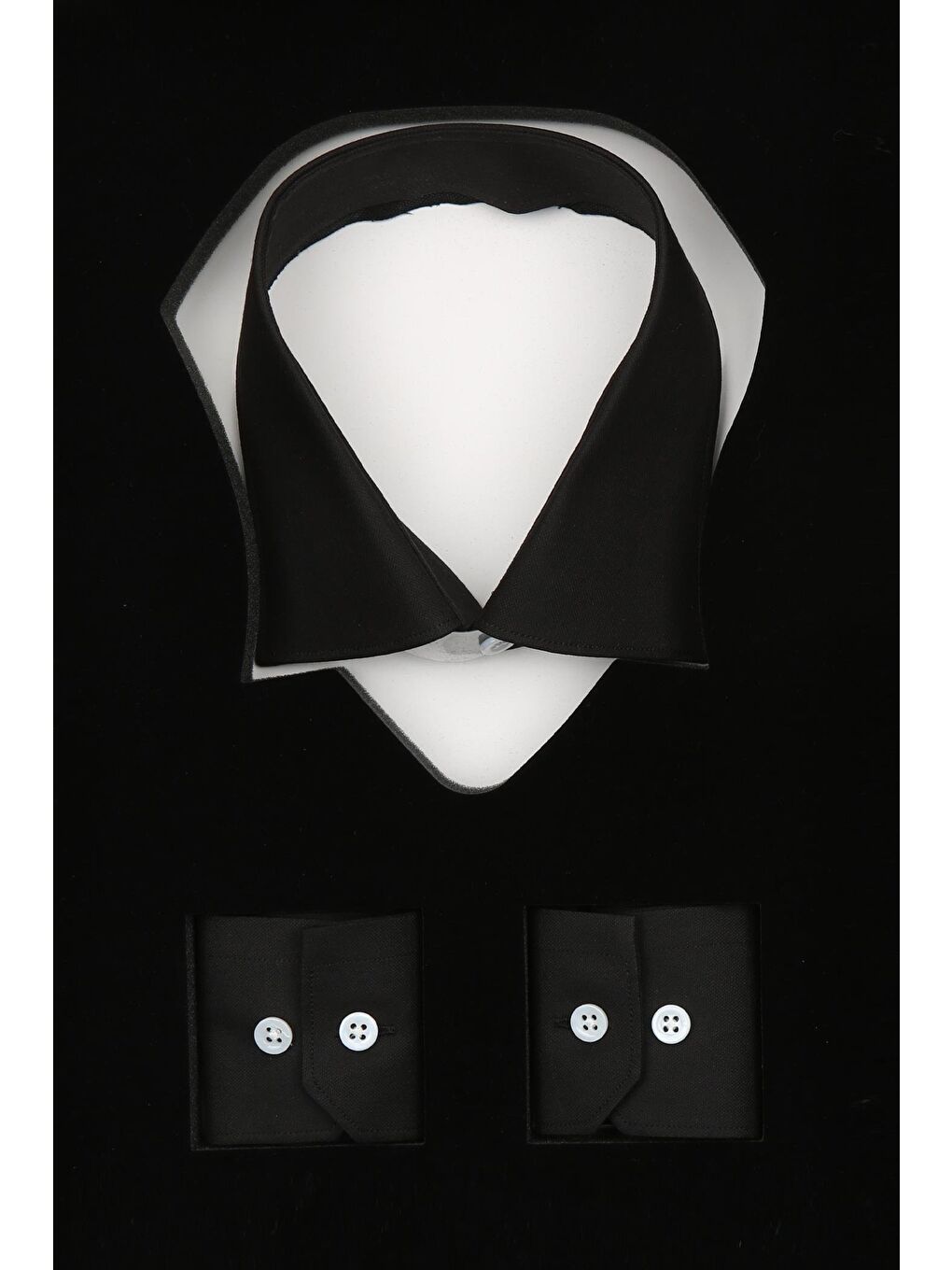 Sartoria Poplin Stretch Pamuk Karışımlı Slim Fit Siyah İtalyan Yaka Erkek Düz Gömlek-7