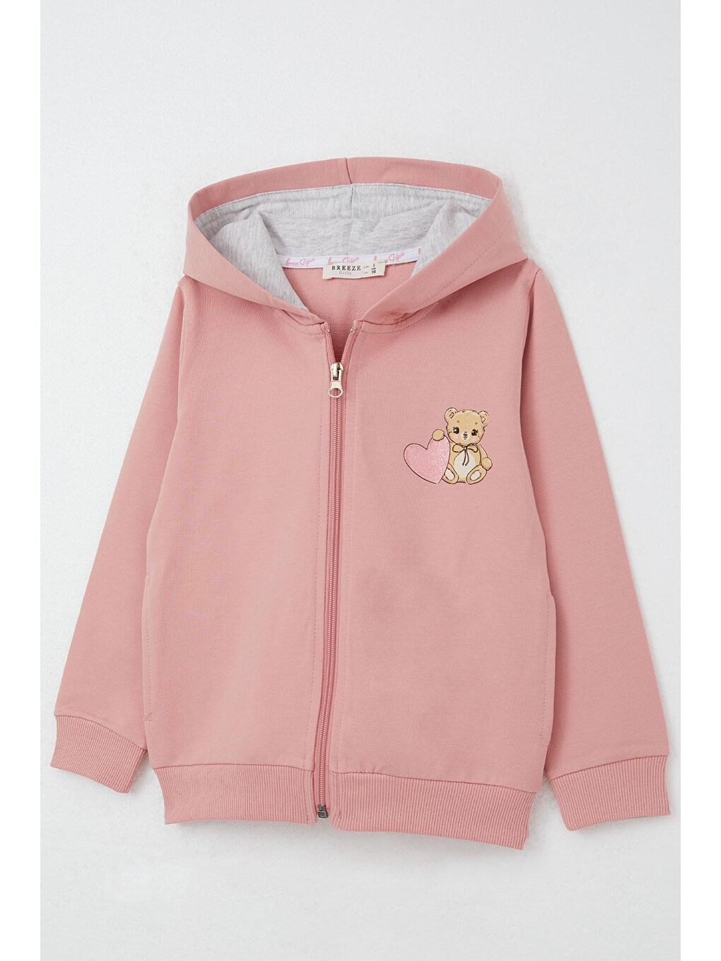 Pembe Kız Bebek Eşofman Takım Kalpli Bebek Ayıcık Baskılı Gülkurusu (1.5-2 Yaş)-5