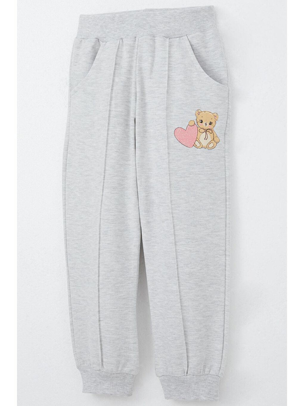 Pembe Kız Bebek Eşofman Takım Kalpli Bebek Ayıcık Baskılı Gülkurusu (1.5-2 Yaş)-6