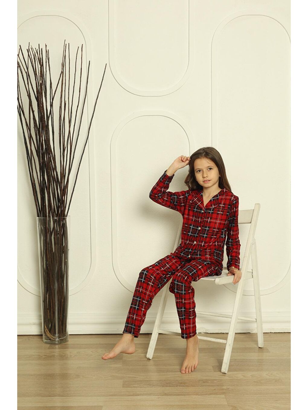 Kırmızı Çizgili Çocuk Pijama Takımı-1