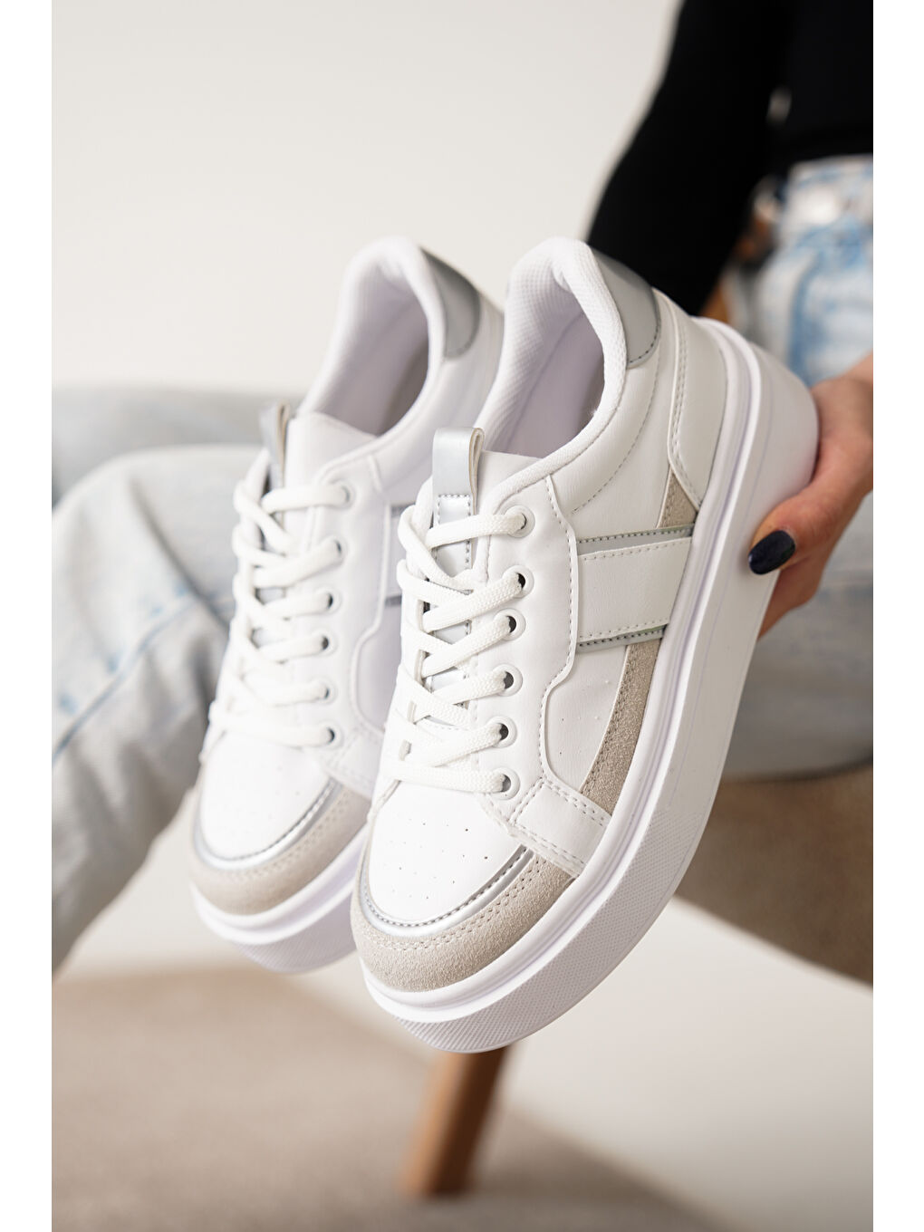 Daxtors Gri D2501 Günlük Ortopedik Kadın Sneaker Spor Ayakkabı - 4