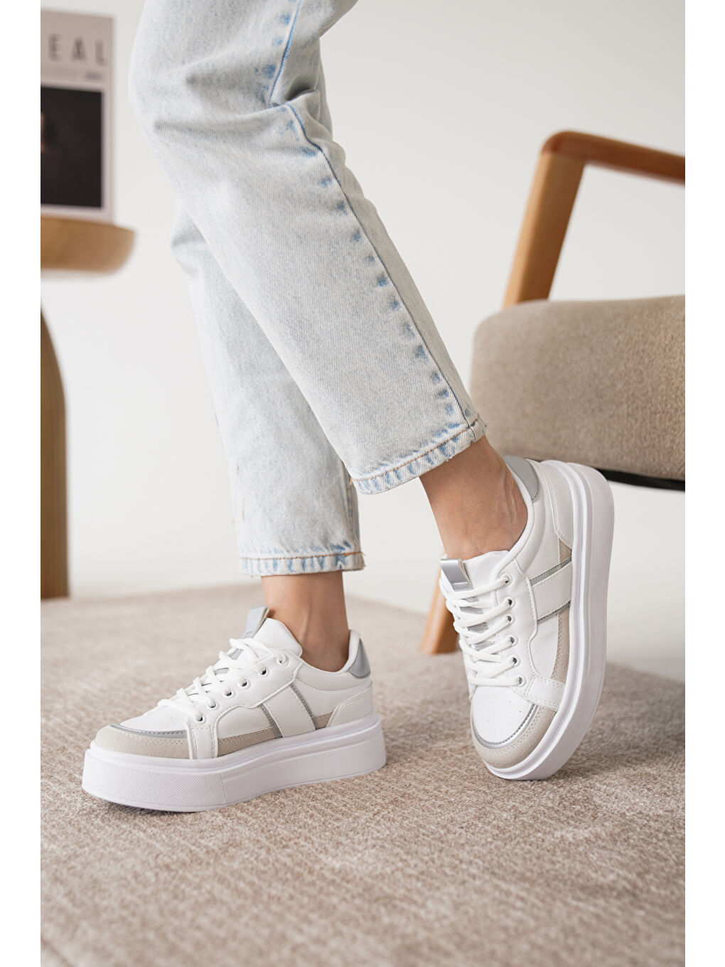 Daxtors Gri D2501 Günlük Ortopedik Kadın Sneaker Spor Ayakkabı - 3
