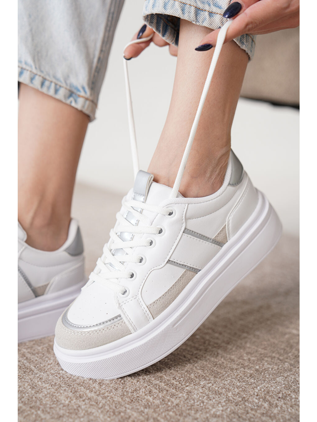 Daxtors Gri D2501 Günlük Ortopedik Kadın Sneaker Spor Ayakkabı - 2