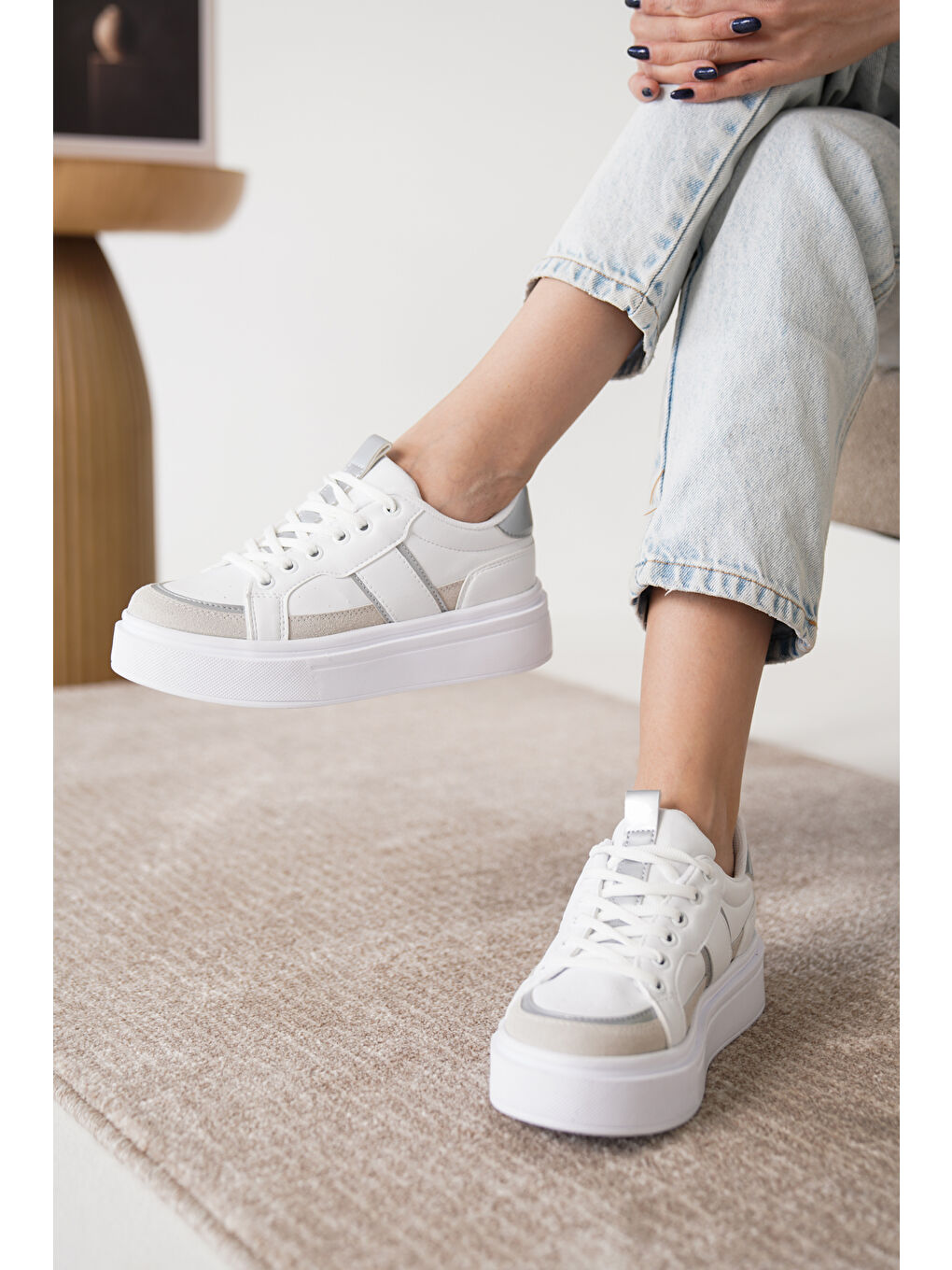 Daxtors Gri D2501 Günlük Ortopedik Kadın Sneaker Spor Ayakkabı - 1