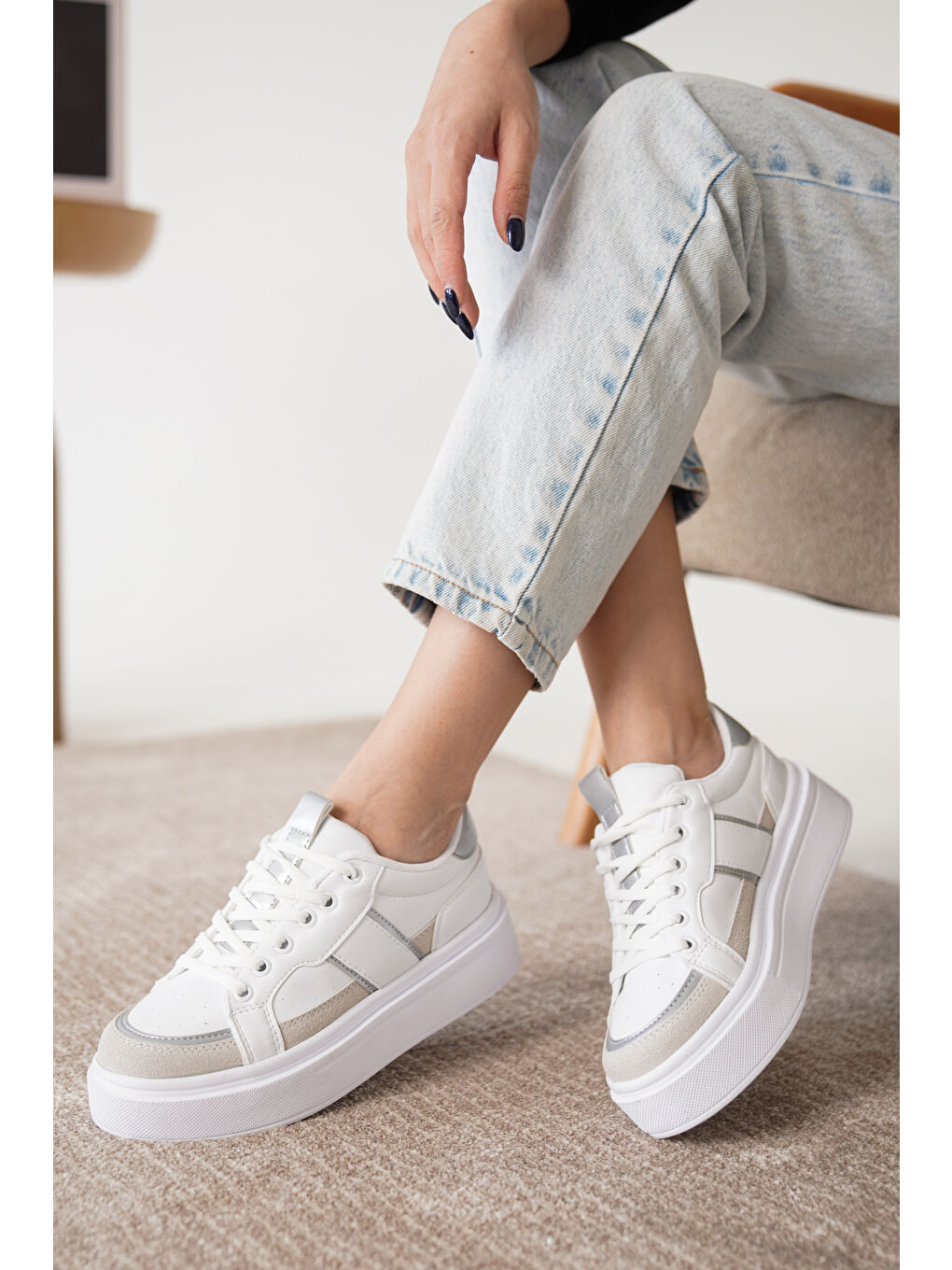 Daxtors Gri D2501 Günlük Ortopedik Kadın Sneaker Spor Ayakkabı