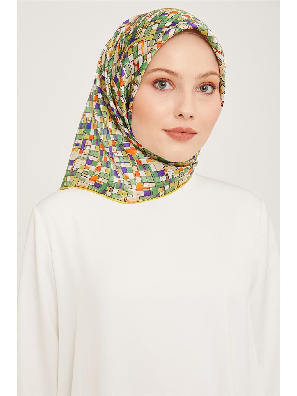 Yeşil Twill İpek Eşarp 23Ka9004 32