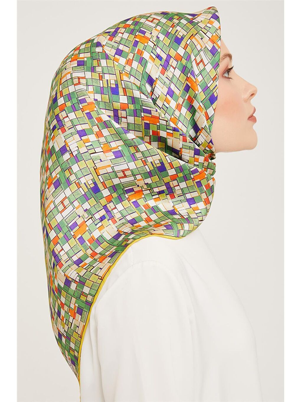 Yeşil Twill İpek Eşarp 23Ka9004 32-1