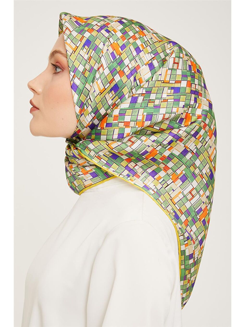 Yeşil Twill İpek Eşarp 23Ka9004 32-2