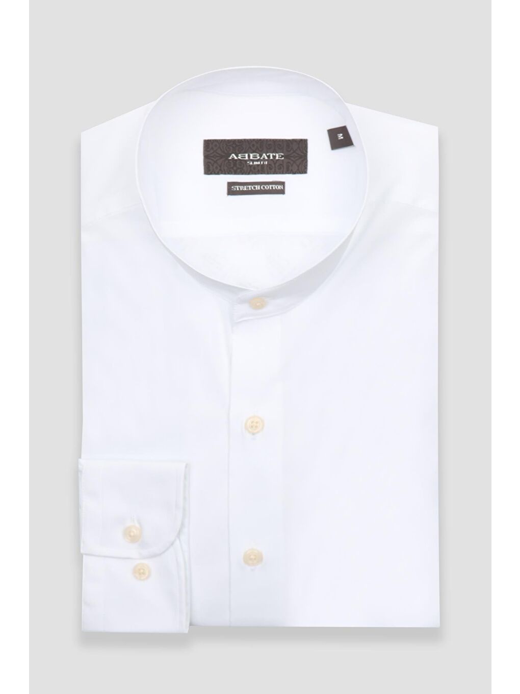 Mao Poplin Stretch Pamuk Karışımlı Slim Fit Beyaz Hakim Yaka Erkek Düz Gömlek-4