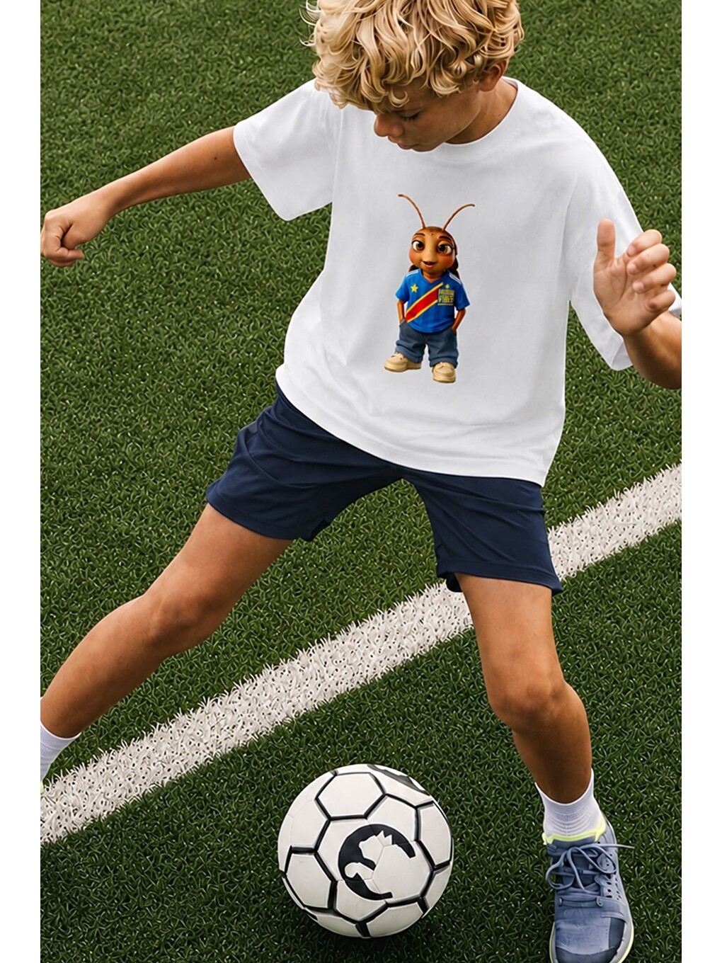 Ekru Unisex Çocuk Pamuklu Demokratik Kongo Baskılı T-shirt-1