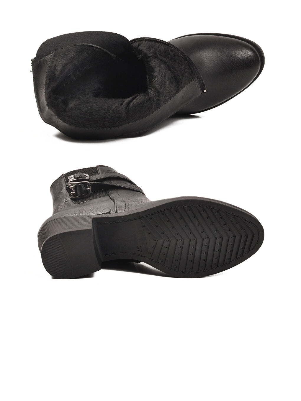 Siyah İçi Kürklü Topuklu Kadın Bot 1006 Z-4