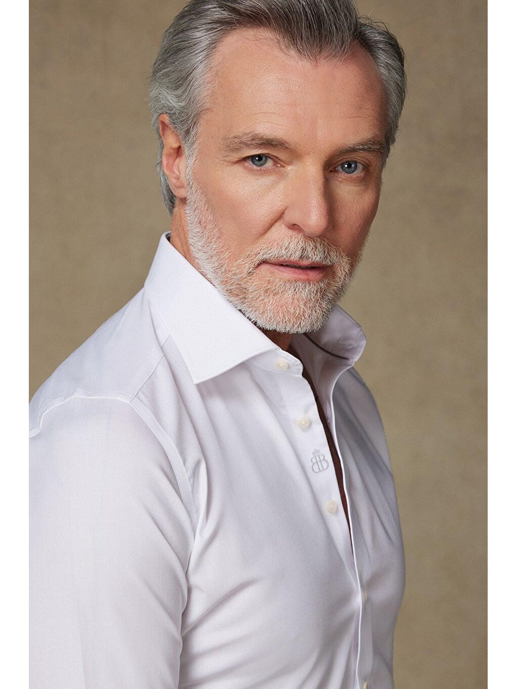 Donatello Twill Pamuklu Slim Fit Beyaz Klasik Yaka Erkek Düz %100 Pamuk Gömlek-3