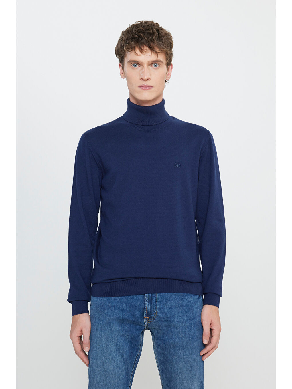 Regular Fit Normal Kesim %100 Pamuk Balıkçı Yaka Lacivert Tirko Kazak-1