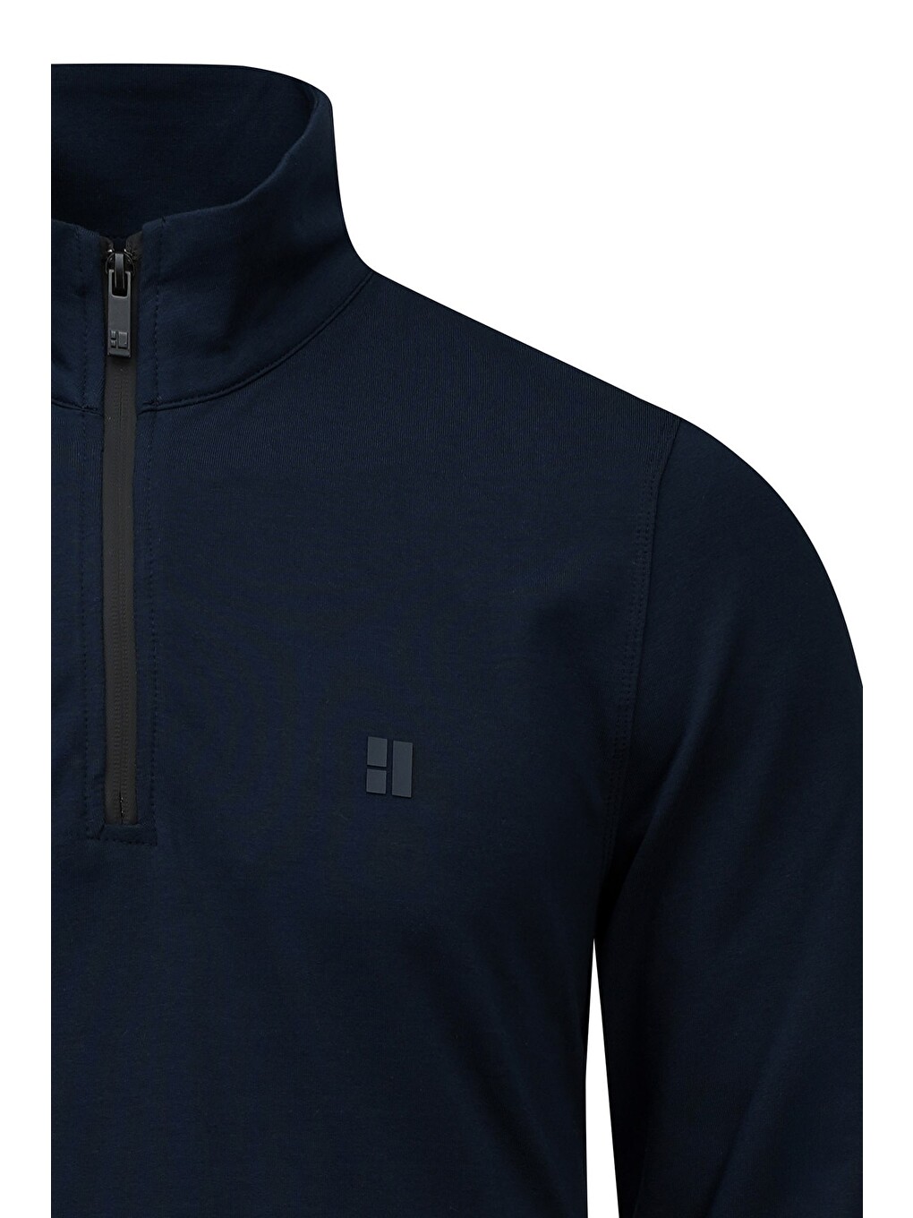 Lacivert Regular Fit Yarım Balıkçı Yaka Fermuarlı Sweatshirt-1