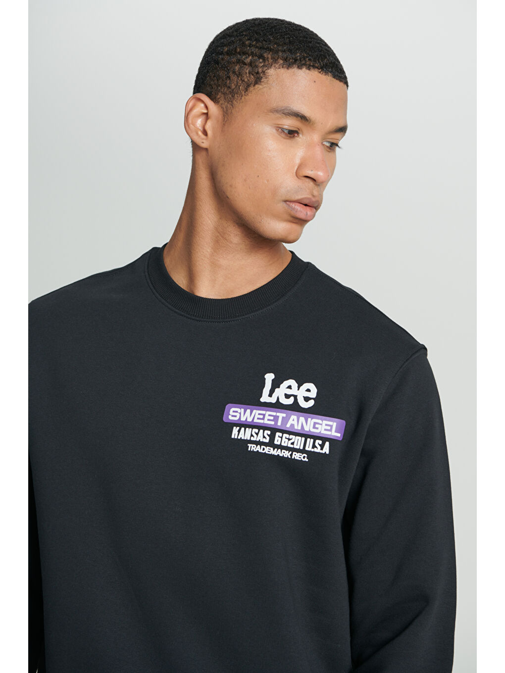 Regular Fit Bisiklet Yaka Şardonlu Siyah Sweatshirt-5