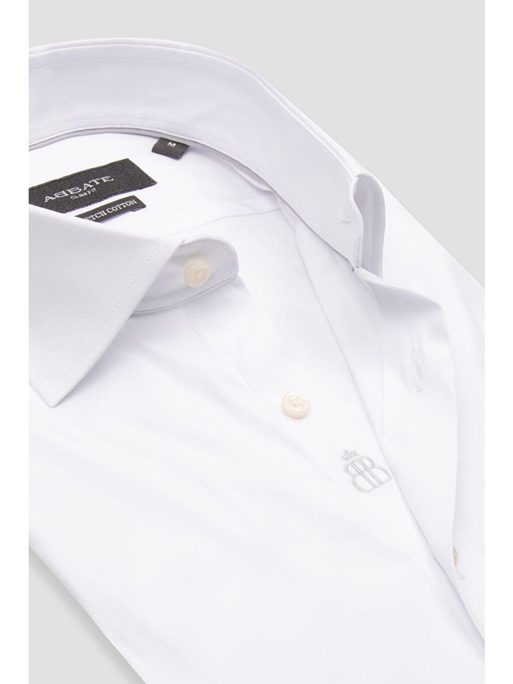 Enzo Poplin Stretch Pamuk Karışımlı Slim Fit Beyaz Klasik Yaka Erkek Düz Gömlek-5