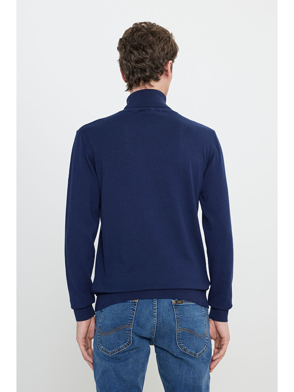 Regular Fit Normal Kesim %100 Pamuk Balıkçı Yaka Lacivert Tirko Kazak-4