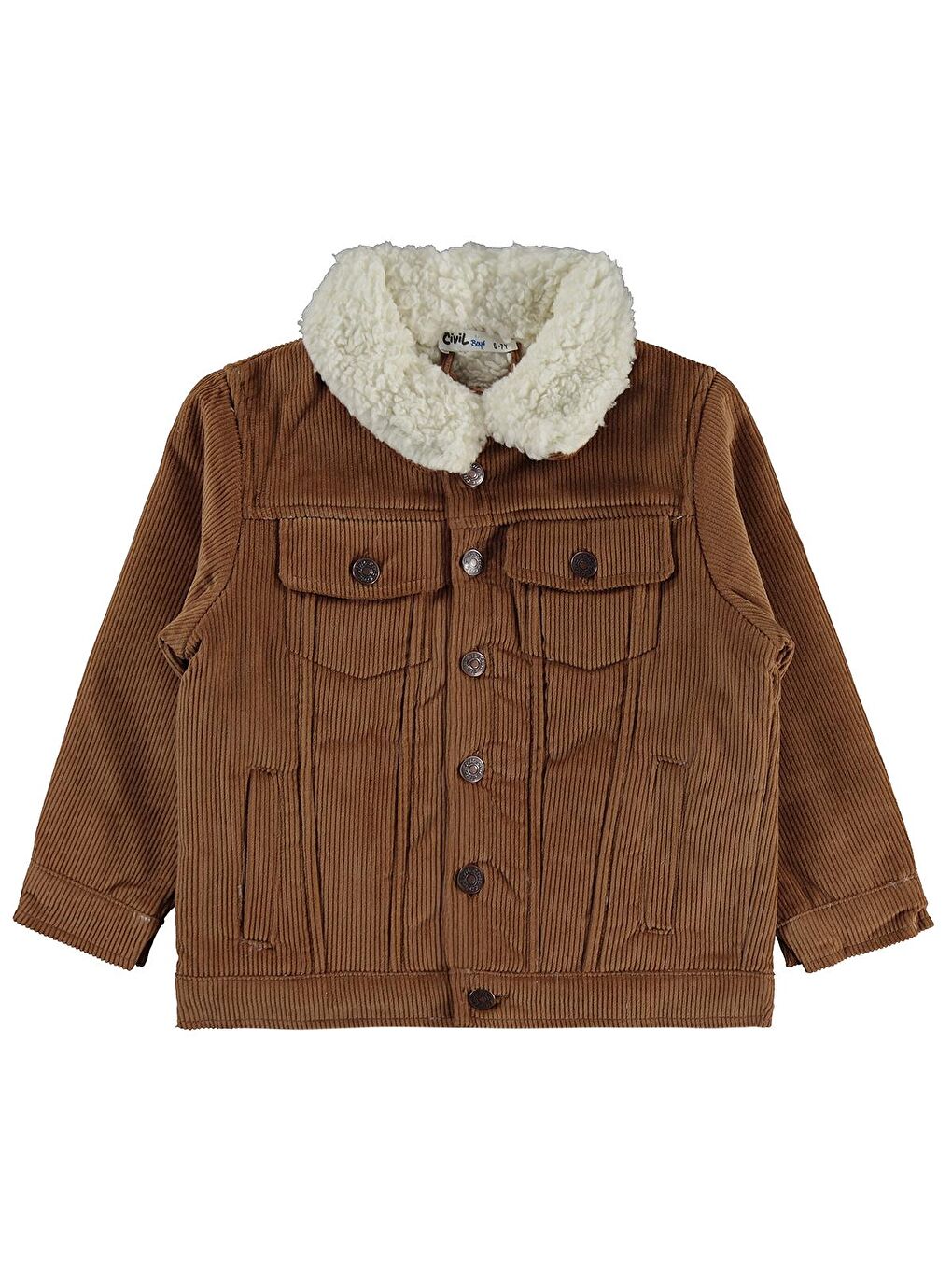 Kahverengi Boys İçi Polarlı Düğmeli Kadife 10-13 Yaş Ceket - Kahve 13-14 Yaş-1