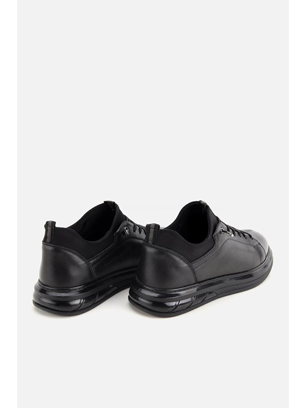 Erkek Siyah Deri Bağcıklı Sneaker-3