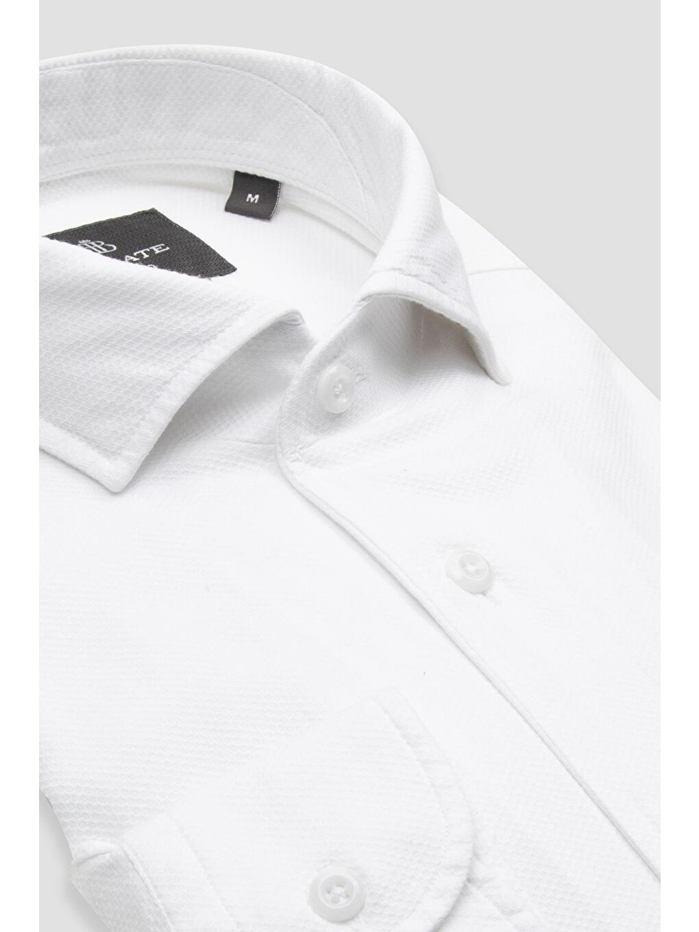 Antonio Armür Pamuklu Comfort Fit Beyaz Mostra Yaka Erkek Düz %100 Pamuk Gömlek-1