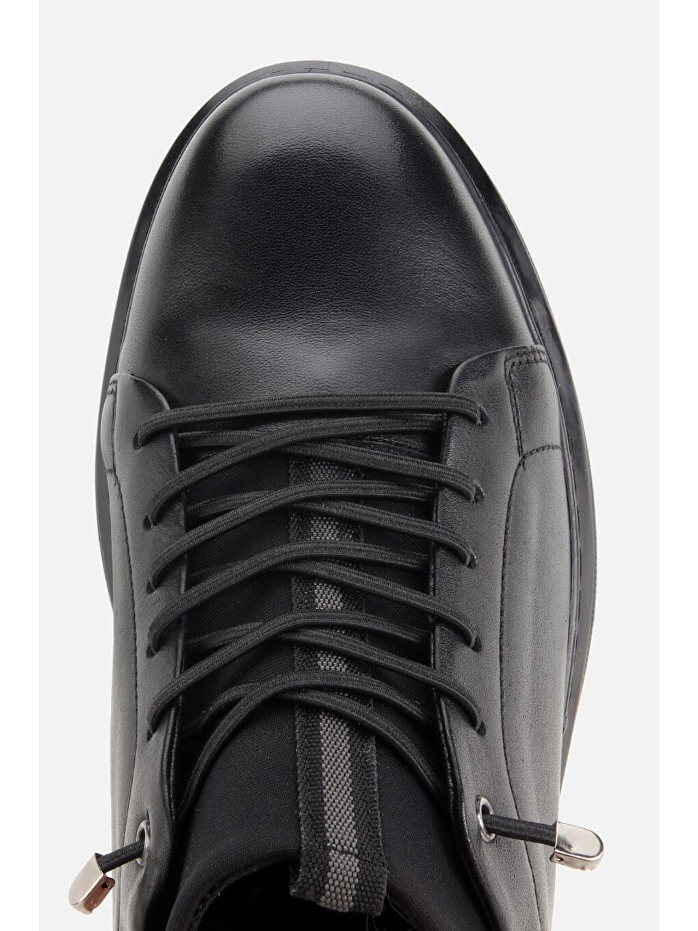 Erkek Siyah Deri Bağcıklı Sneaker-4