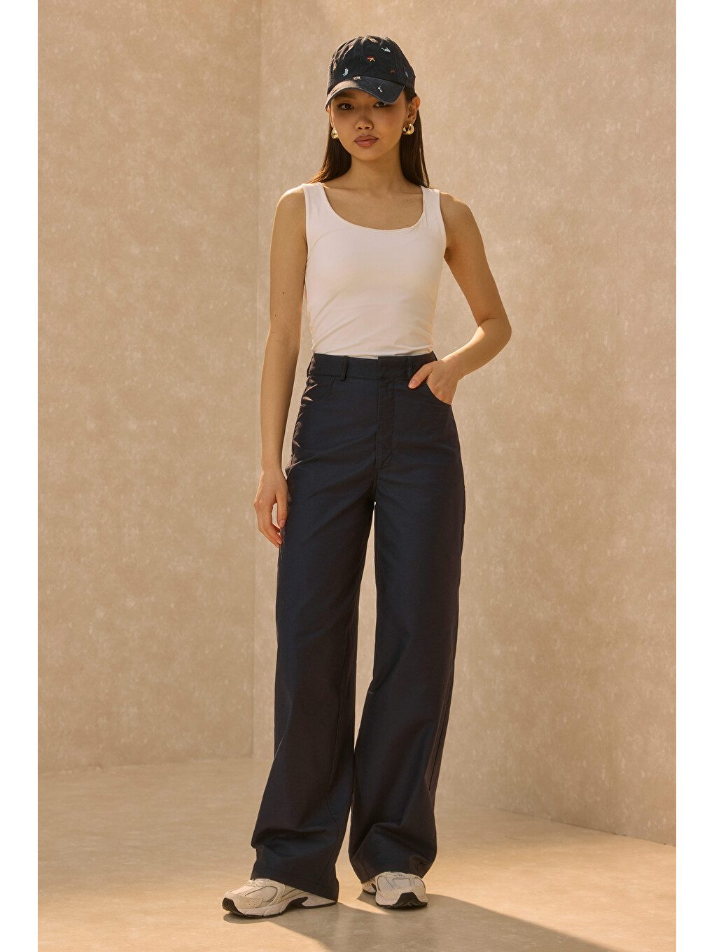 Gabardin Barrel Pantolon Lacivert