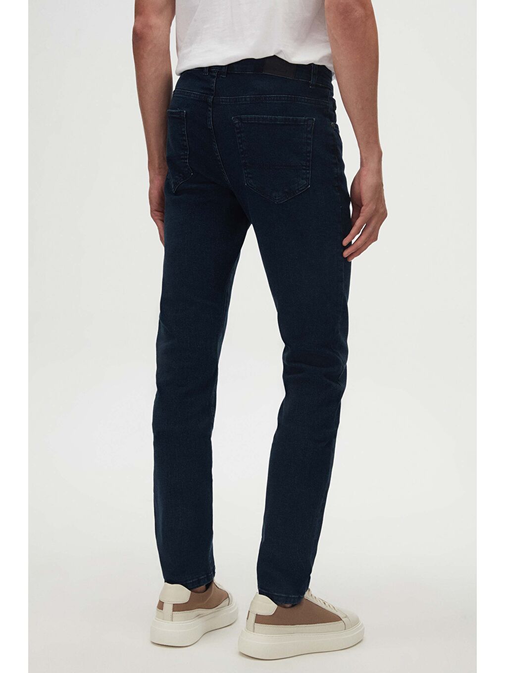 Slim Fit Lacivert Düz Jean Beş Cepli Elastanlı Yıkamalı Denim Pantolon-3