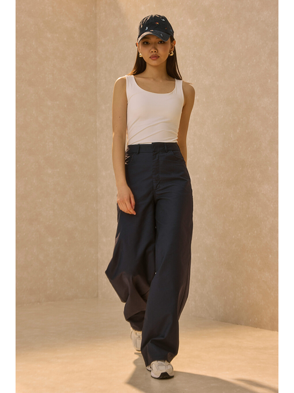 Gabardin Barrel Pantolon Lacivert-1