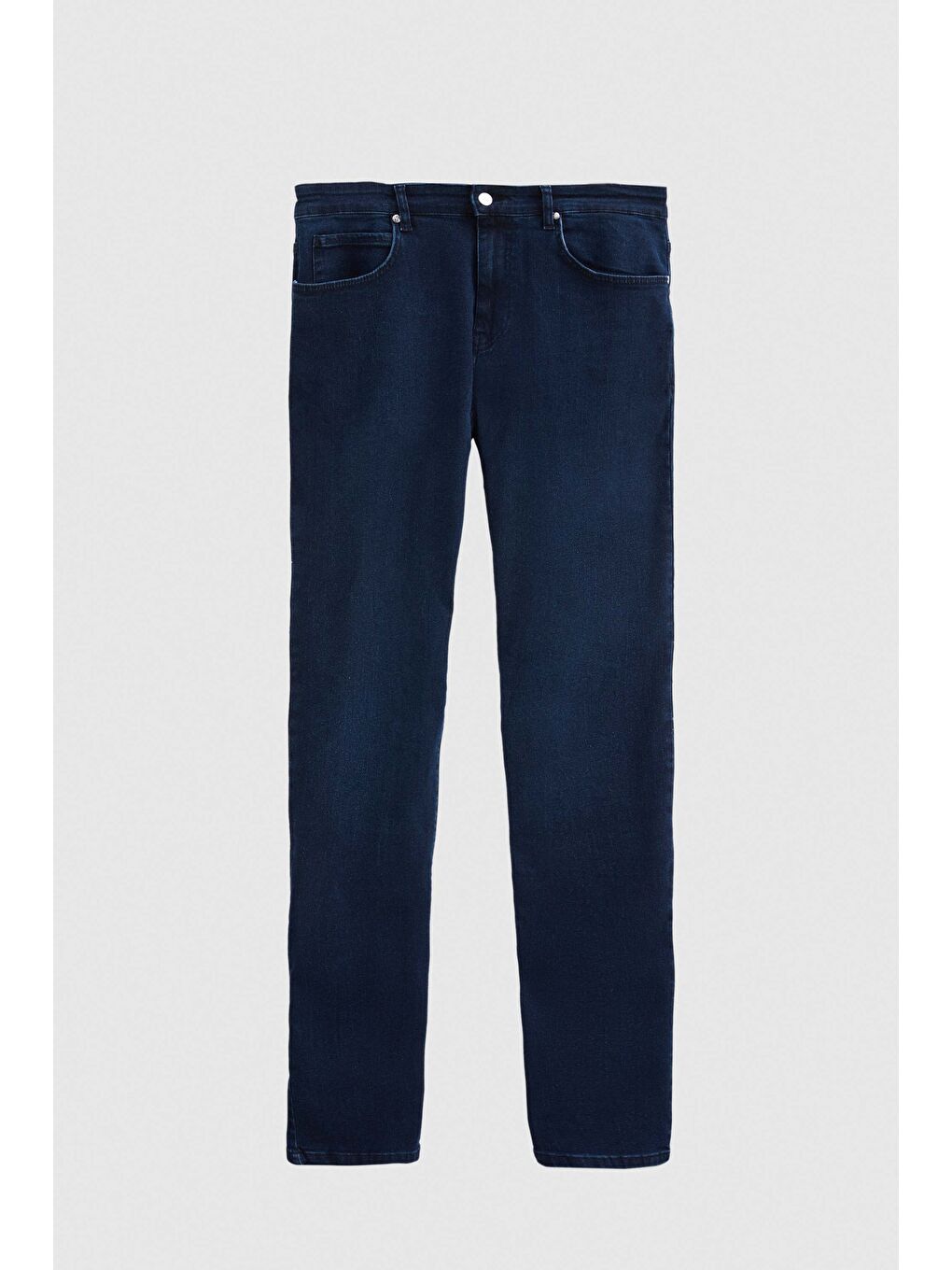 Slim Fit Lacivert Düz Jean Beş Cepli Elastanlı Yıkamalı Denim Pantolon-4