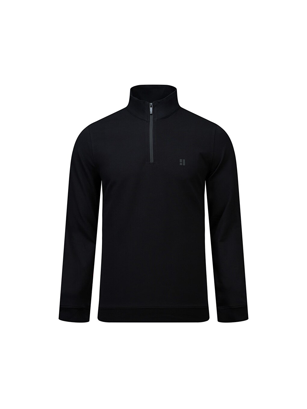 Siyah Regular Fit Yarım Balıkçı Yaka Fermuarlı Sweatshirt
