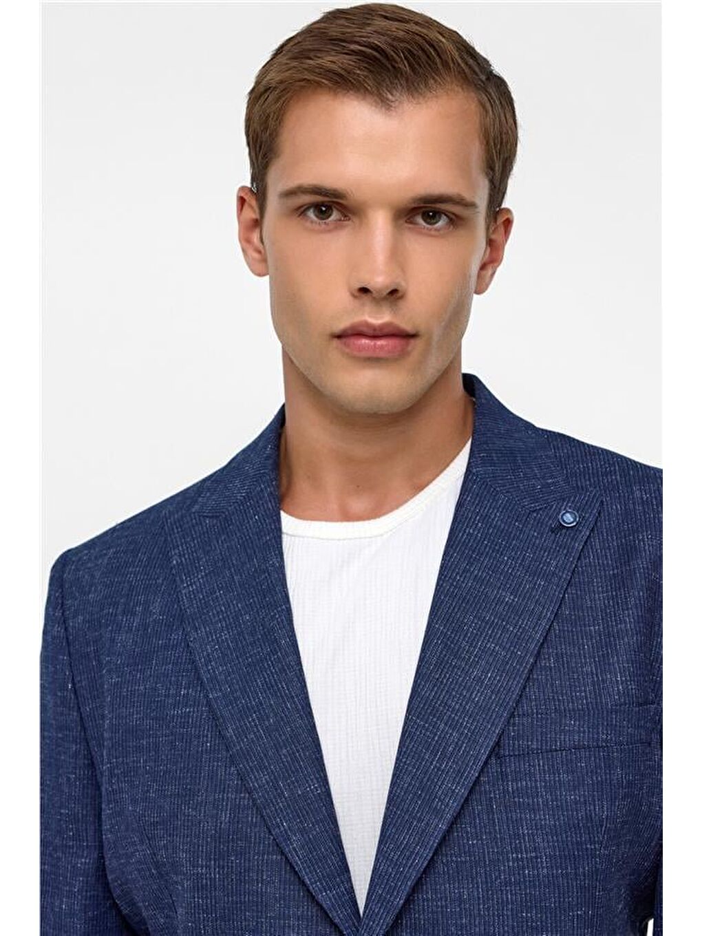 Lacivert Regular Desenli Sivri Yaka 4 Drop Ceket-2