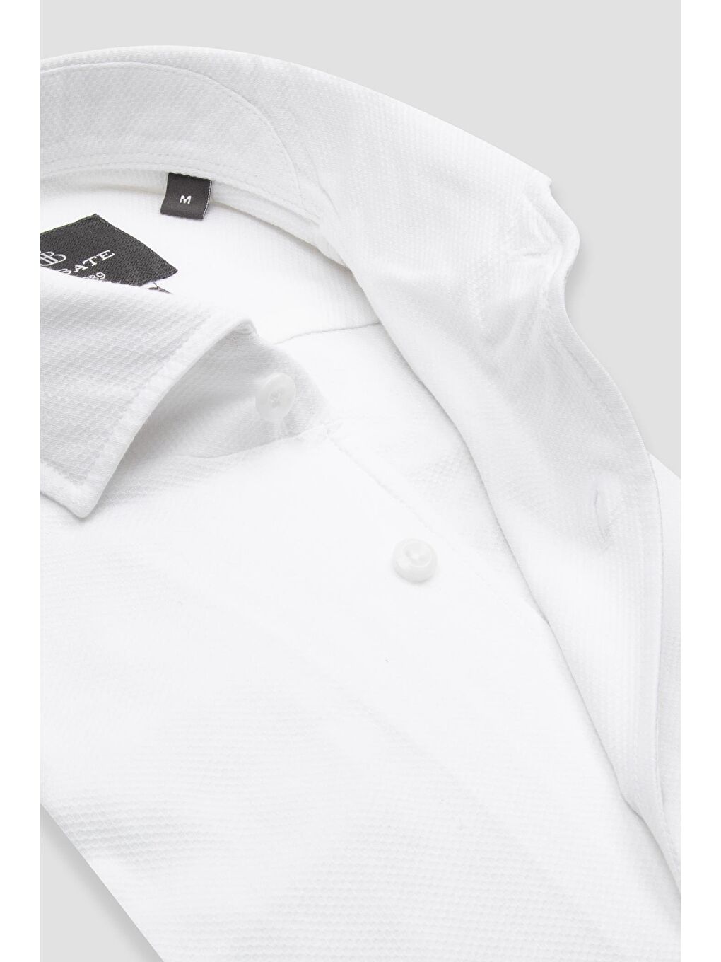 Antonio Armür Pamuklu Comfort Fit Beyaz Mostra Yaka Erkek Düz %100 Pamuk Gömlek-5