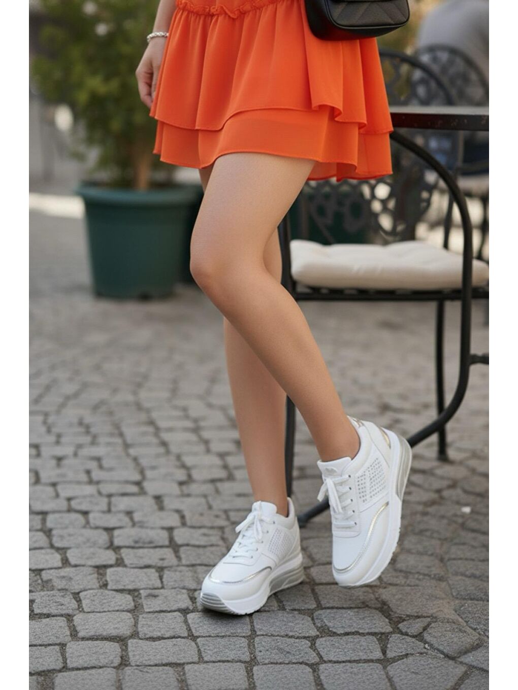 Kadın Rowan Gizli Topuk Yüksek Taban Beyaz Spor Ayakkabı-2