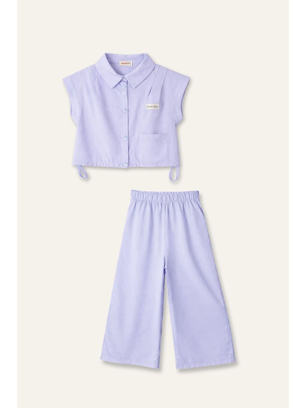 Kız Çocuk Gömlek Ve  Pantolon  İkili Takım - Mavi-3