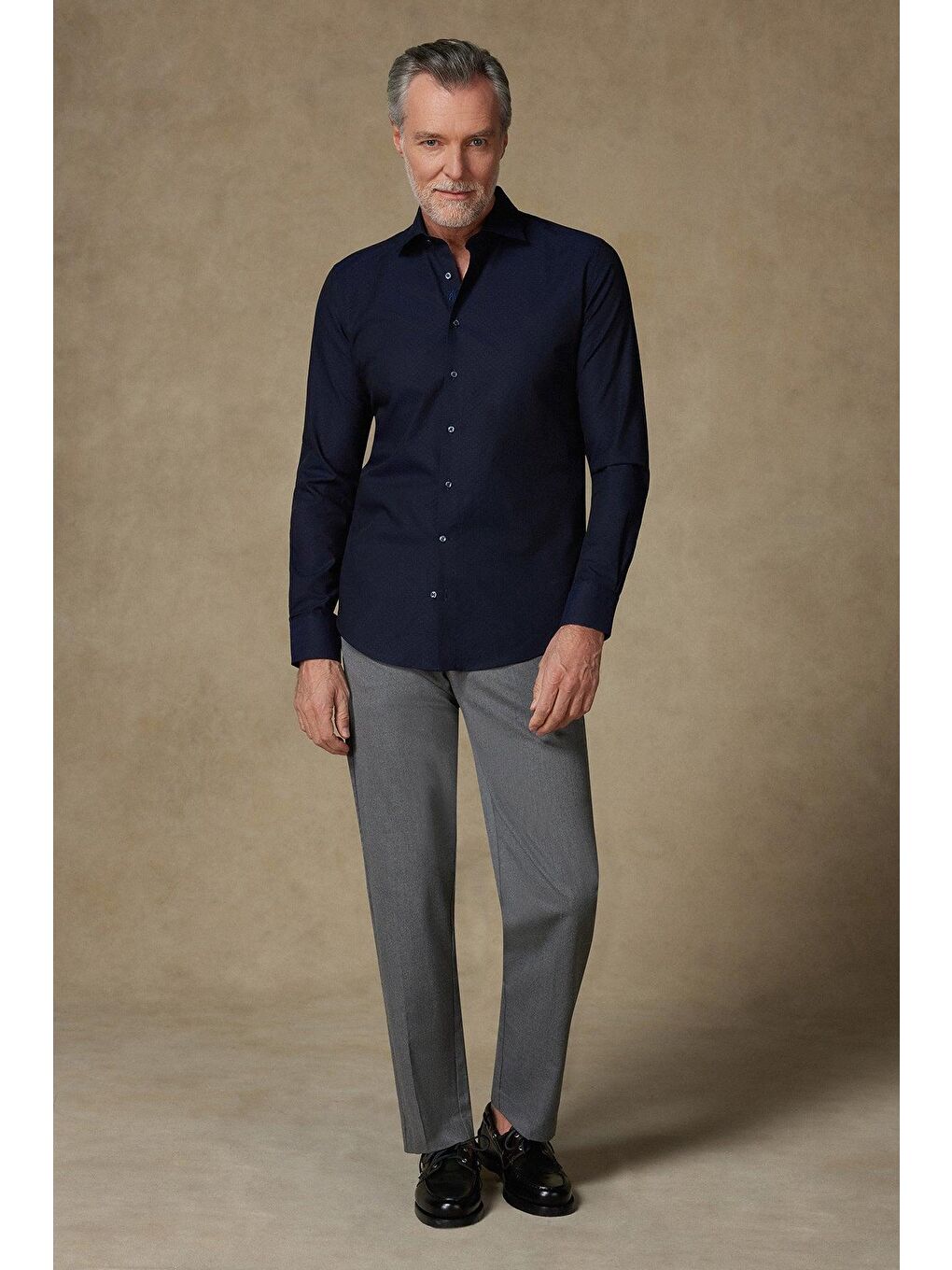 Donatello Jakar Pamuklu Slim Fit Lacivert Klasik Yaka Erkek Desenli %100 Pamuk Gömlek-2