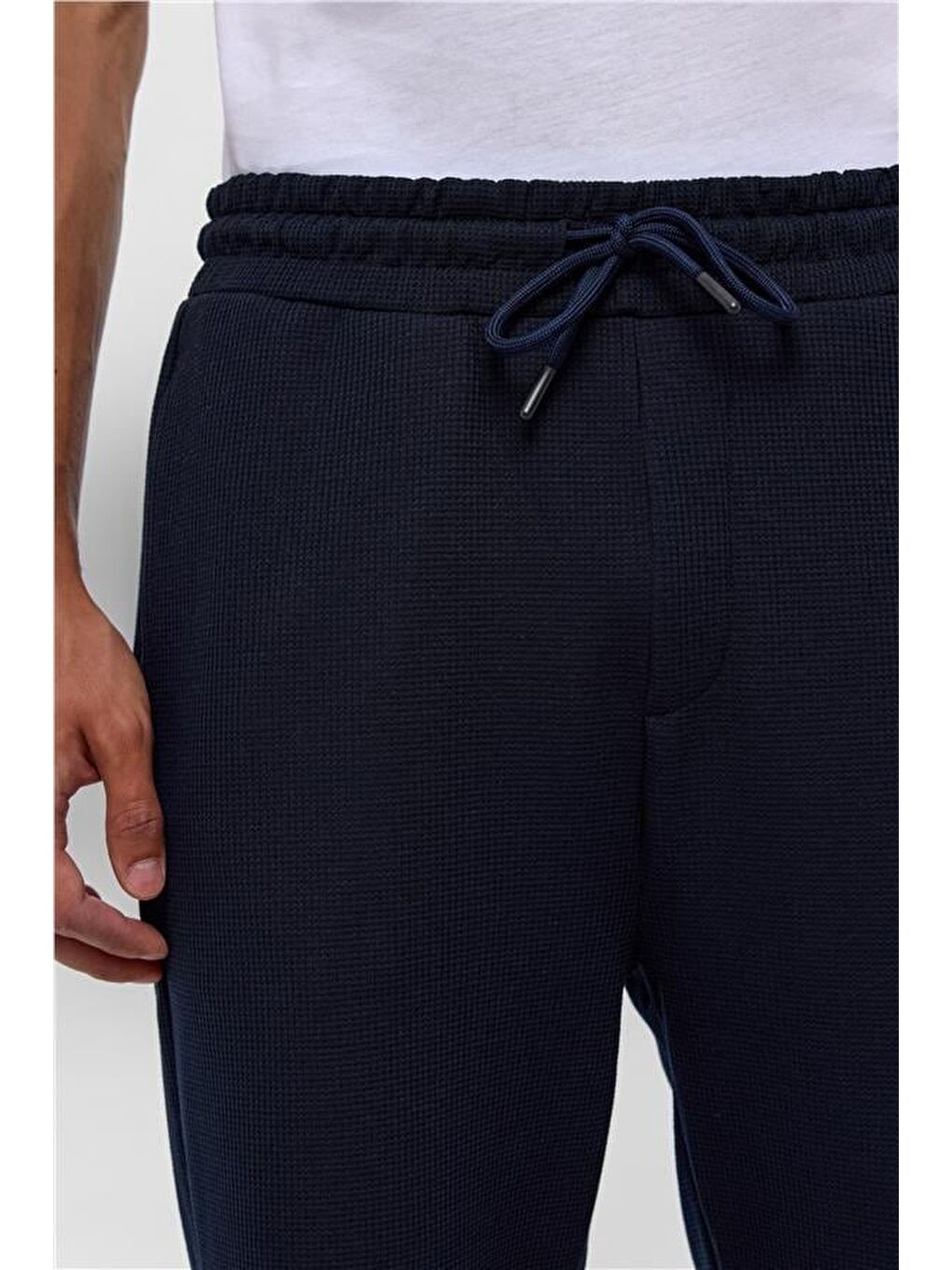 Lacivert Regular Armürlü Örme Şort-3