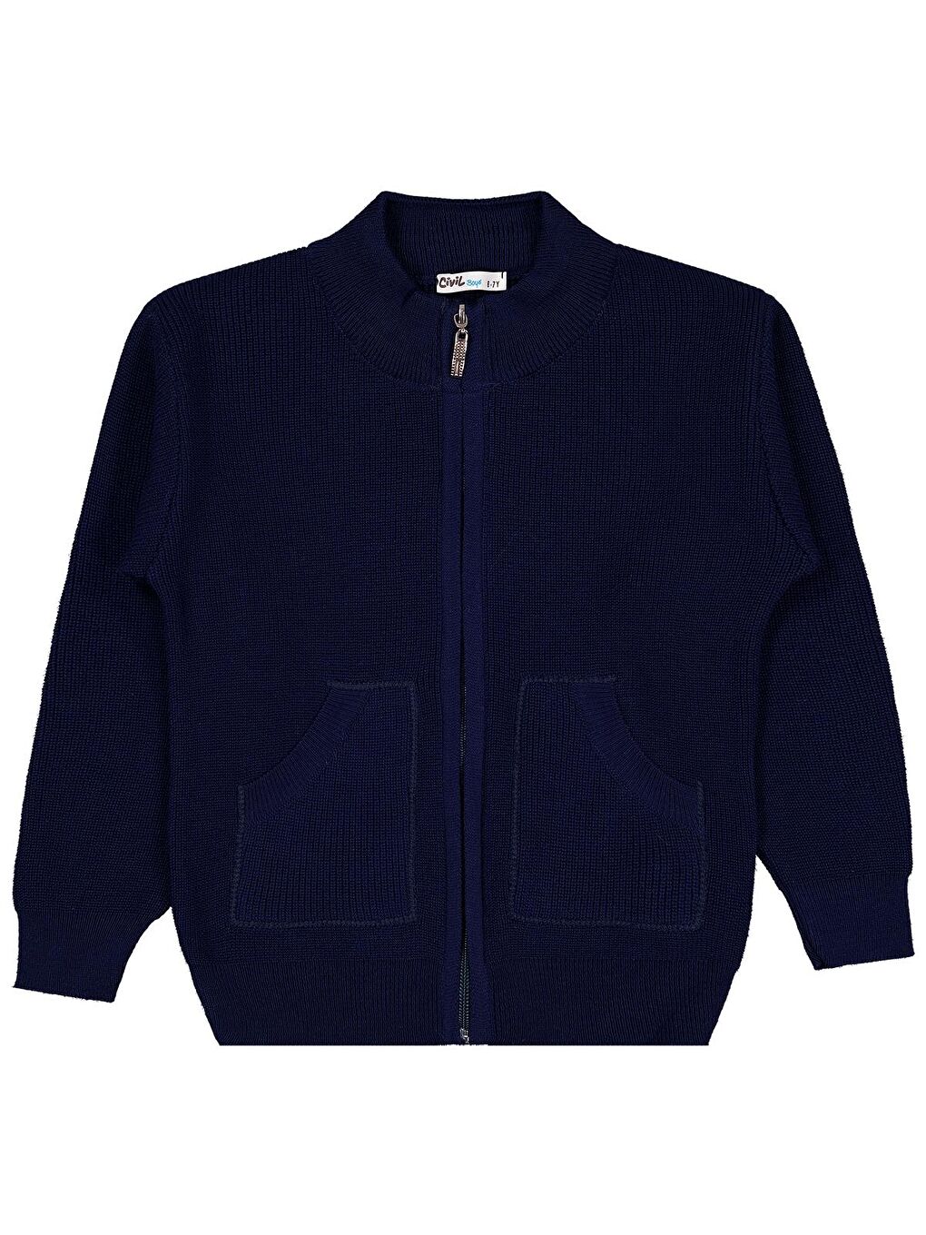 Boys Fermuarlı Cepli 6-9 Yaş Hırka - Lacivert 6-7 Yaş-1