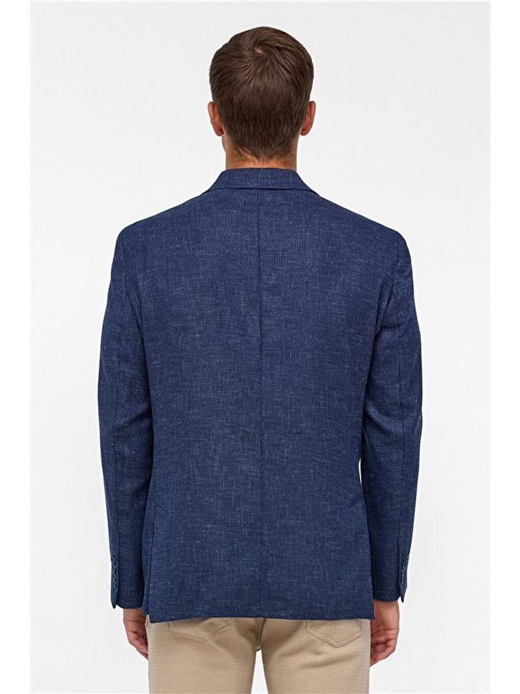 Lacivert Regular Desenli Sivri Yaka 4 Drop Ceket-7