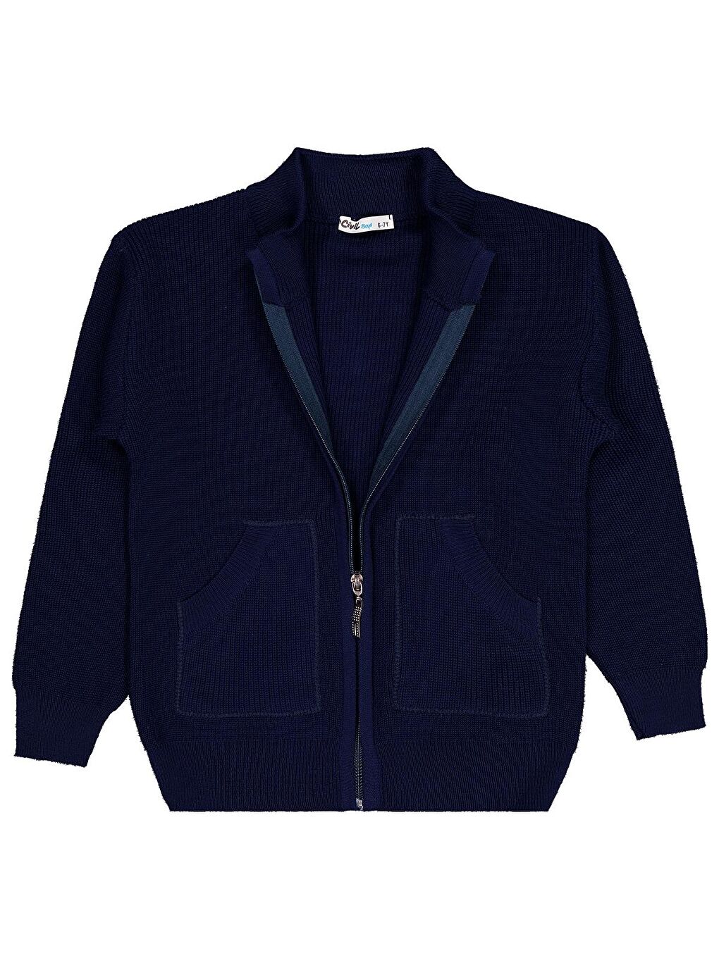 Boys Fermuarlı Cepli 6-9 Yaş Hırka - Lacivert 6-7 Yaş