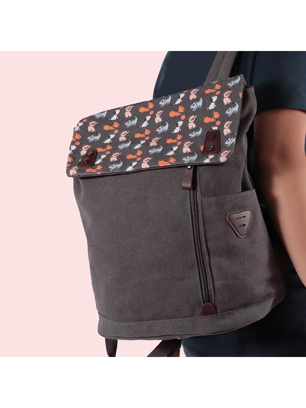 Gri Dogs 15" Laptop Çantası & Tam Otomatik Rüzgara Dayanıklı Köpek Desenli Şemsiye Set-4