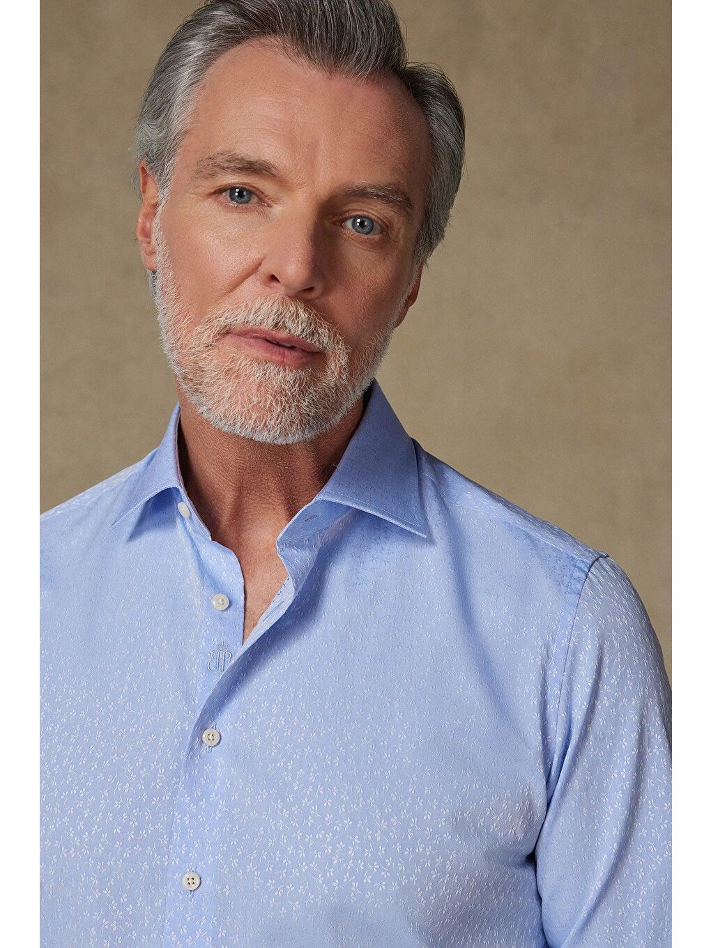 Donatello Jakar Pamuklu Slim Fit Açık Mavi Klasik Yaka Erkek Desenli %100 Pamuk Gömlek-3