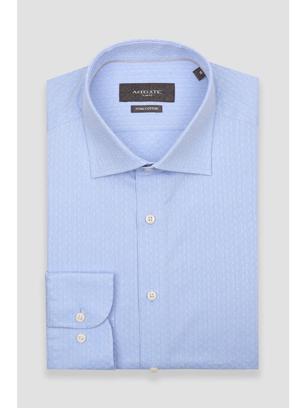 Donatello Jakar Pamuklu Slim Fit Açık Mavi Klasik Yaka Erkek Desenli %100 Pamuk Gömlek-4