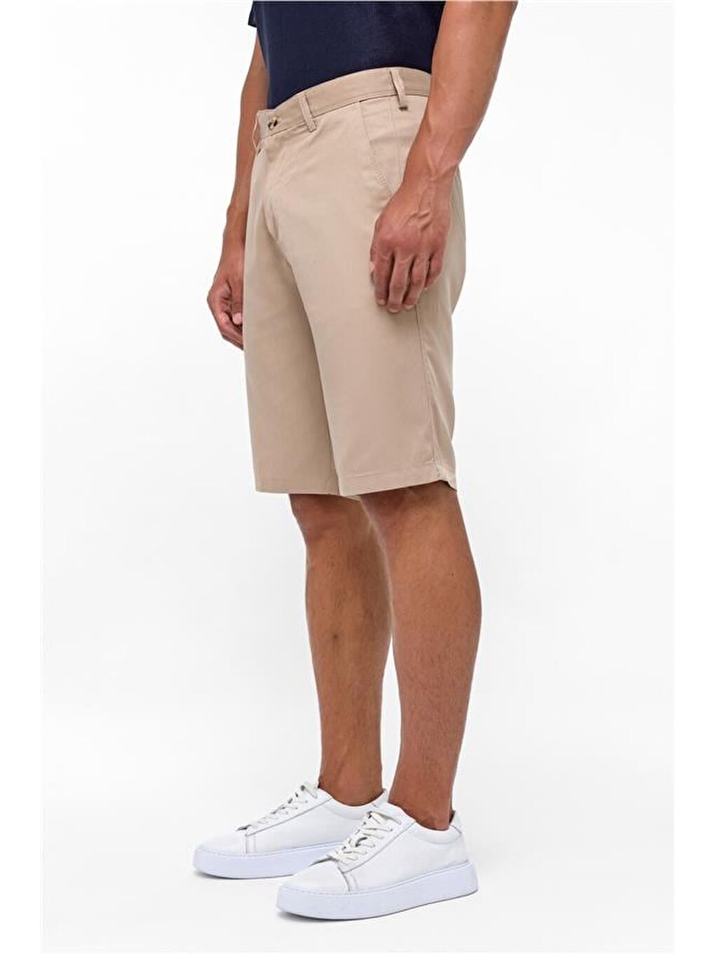 Bej Regular Düz Bermuda Şort-2