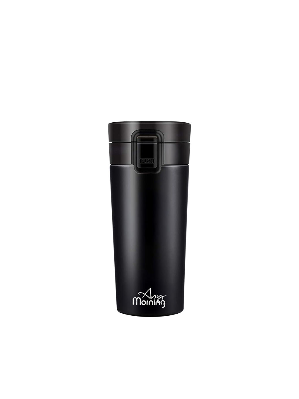 380 ml Paslanmaz Çelik Termos Mug, Tuş Kilitli, Sızdırmaz, Çift Katmanlı, Siyah BA21522