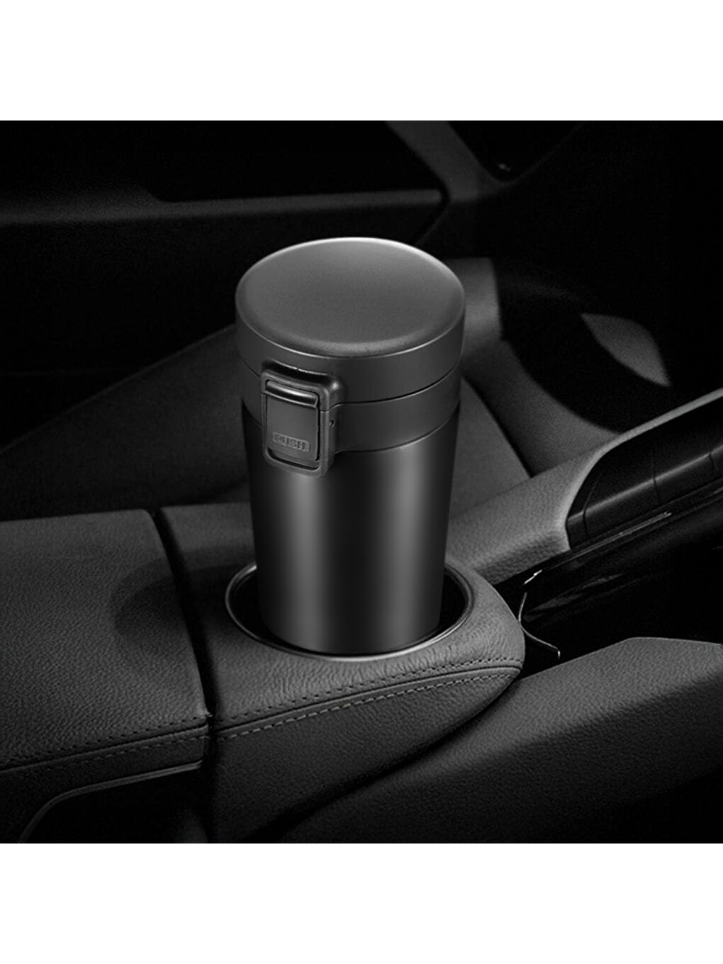 380 ml Paslanmaz Çelik Termos Mug, Tuş Kilitli, Sızdırmaz, Çift Katmanlı, Siyah BA21522-3