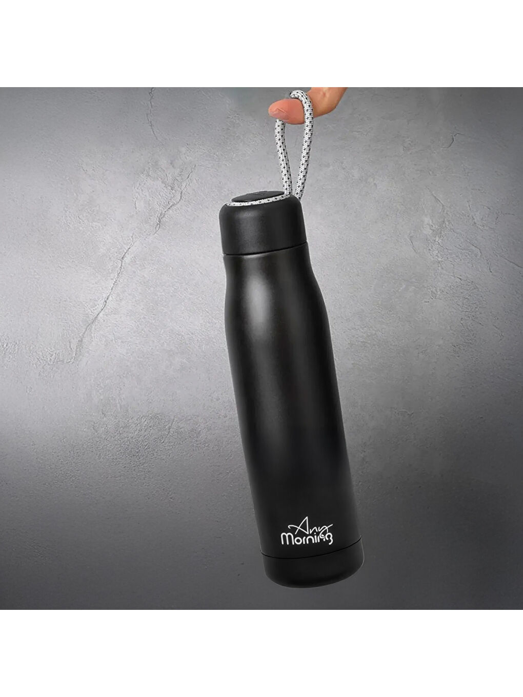 600 ml Paslanmaz Çelik Termos, Çift Katmanlı, Sızdırmaz Kapaklı, Siyah BA21547-1