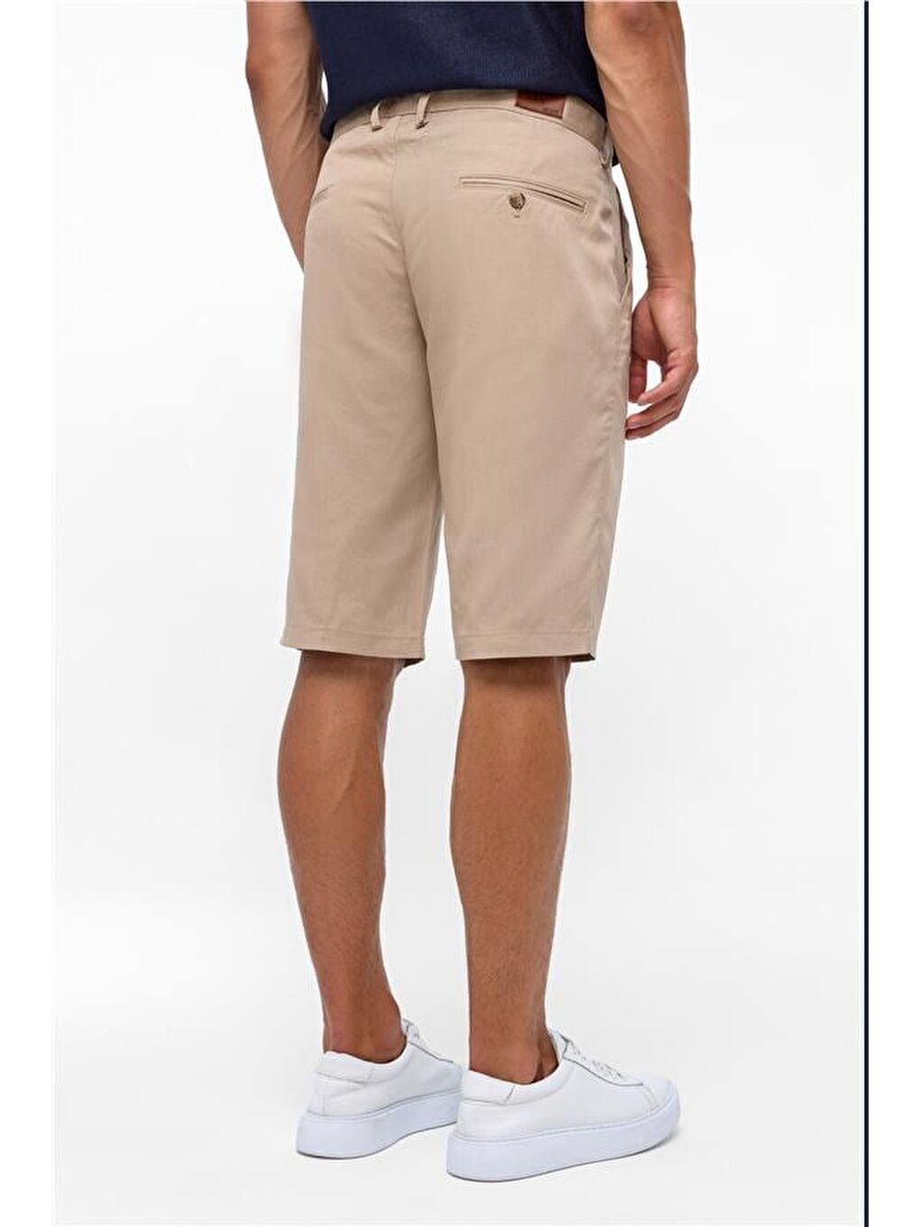 Bej Regular Düz Bermuda Şort-4